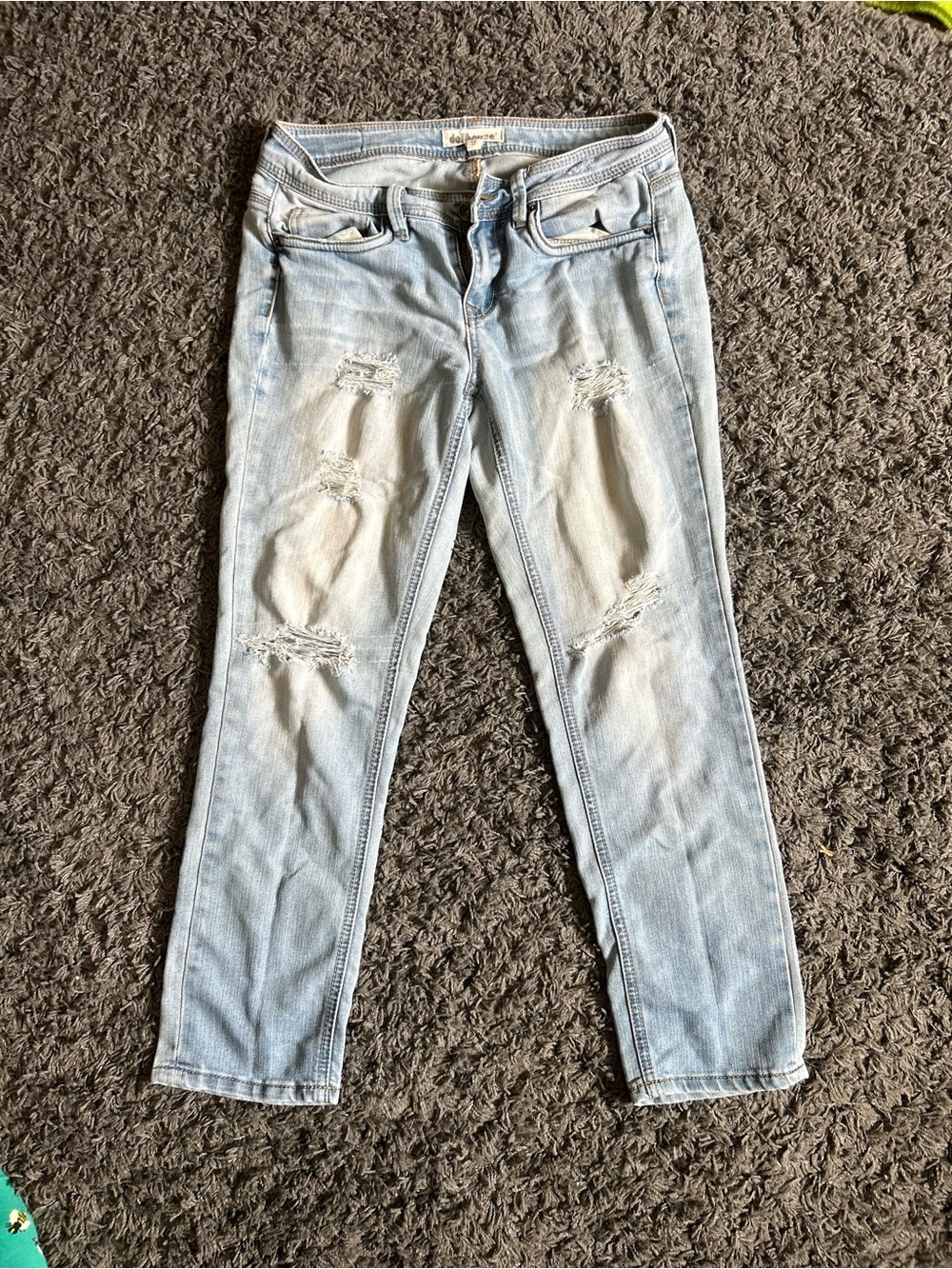 Dollhouse Light Blue Distressed Skinny Jeans